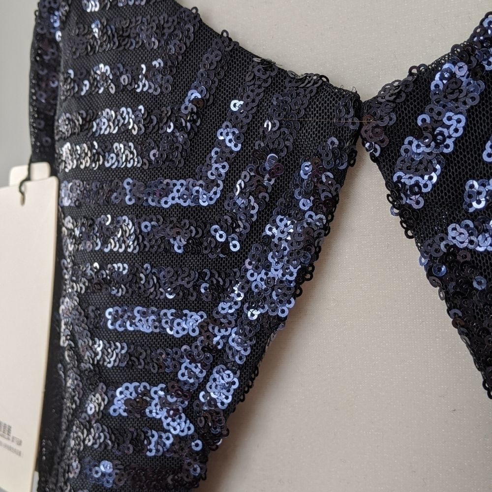 Sparkly navy Sequined split back top - Picture 11 of 13